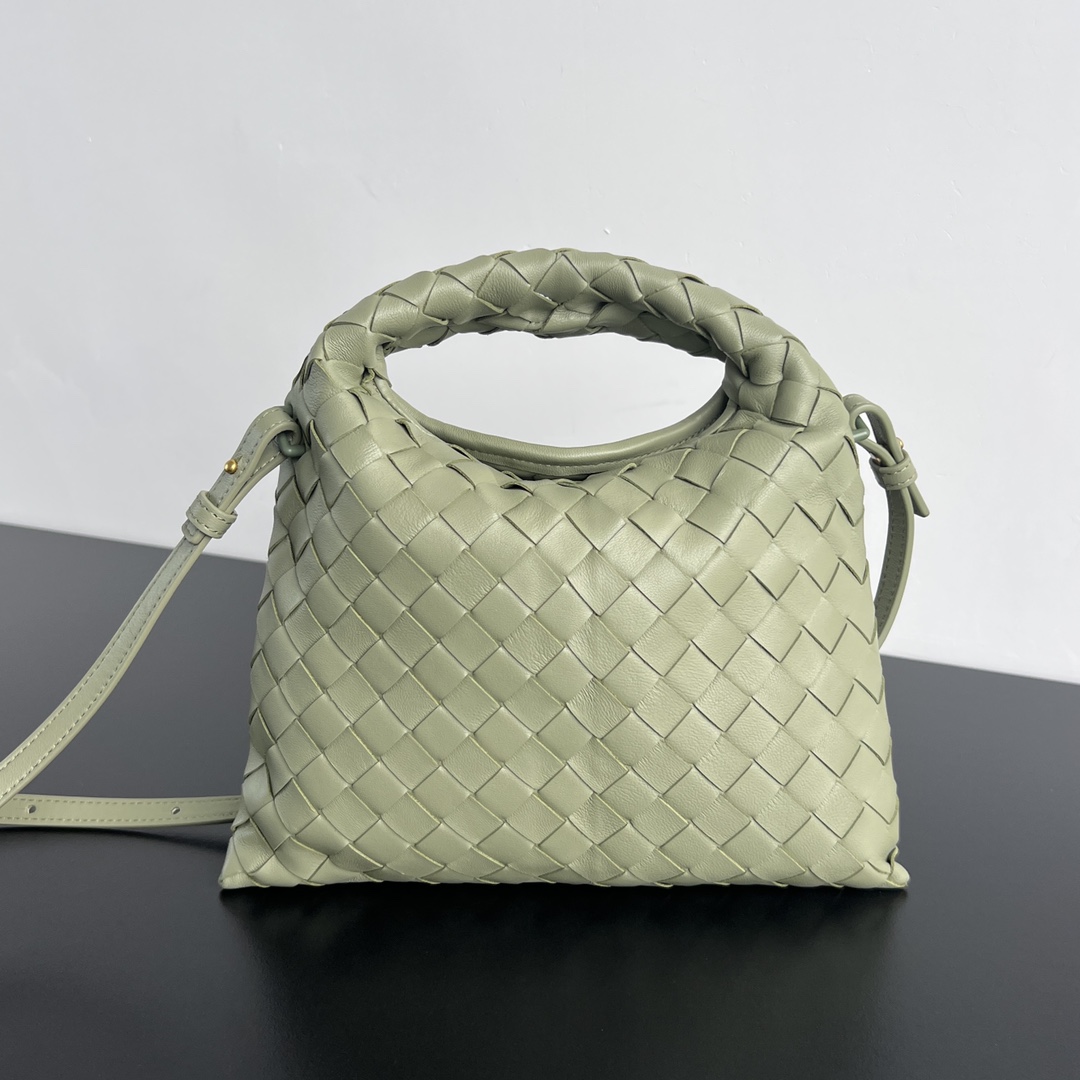 Mini Hop Intrecciato Leather Shoulder Bag Bean Green